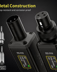 UHF Wireless XLR Transmitter and Receiver with Dual Antennas, 470ft Range, Auto Channel Scanning, Plug-on Wireless Mic Adapter for Audio Mixer, Sound Field Test, Acoustic Measurement, F30