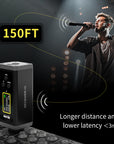 UHF Wireless XLR Transmitter and Receiver, 150 ft Range, Plug-on Wireless Microphone Adapter for Dynamic & Condenser Mic, Auto Channel Scanning, Compatible with Audio Mixer, PA System, F20