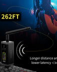 UHF Wireless Guitar System with Antenna,260FT Range,32 Channels,Dual Volume Control,Rechargeable Audio XLR Wireless Guitar Transmitter Receiver for Guitar Bass Electric Instruments, F40