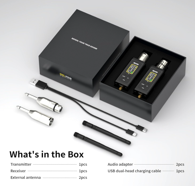 UHF Wireless XLR Transmitter and Receiver with Dual Antennas, 902-927MHz, 470ft Range, 50 Channels, Auto-Scan, Wireless Mic Adapter for Audio Mixer, Sound Field Test, Acoustic Measurement, F30P