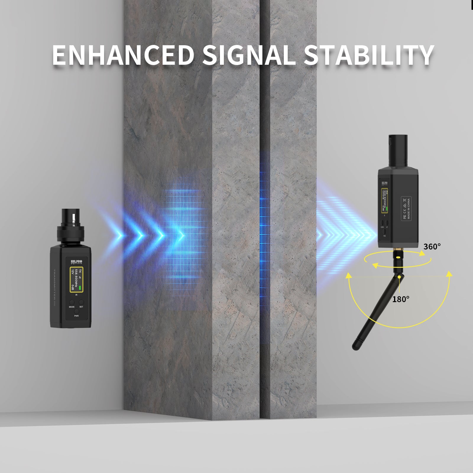 UHF Wireless XLR Transmitter and Receiver with Antenna, 200ft Range, Wireless Microphone Adapter for Dynamic &amp; Condenser Mic, Auto Channel Scanning, Compatible with Audio Mixer, PA System, F20P